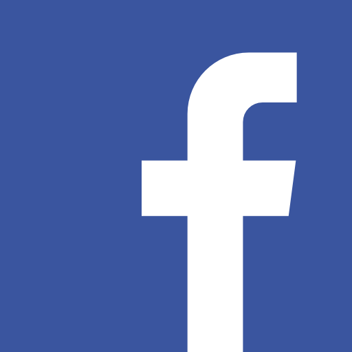 Facebook logo which is a blue square with a lower case f